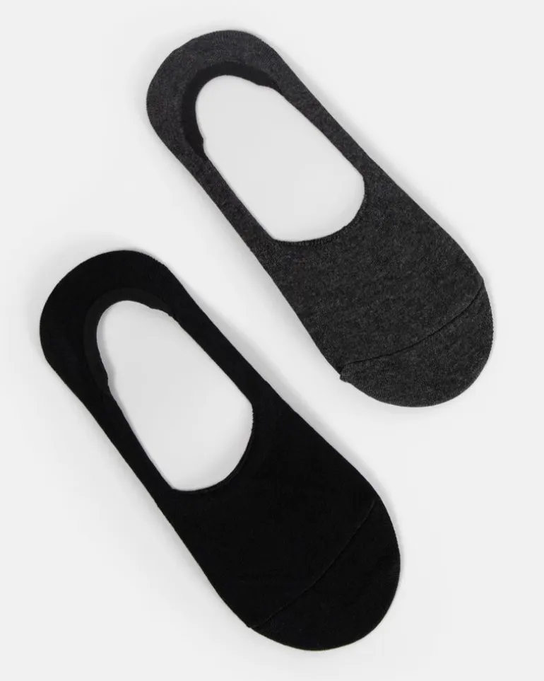 Socks 2Pk Womens Invisible Black