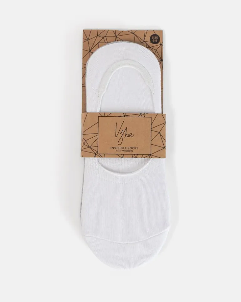 Socks 2Pk Womens Invisible White